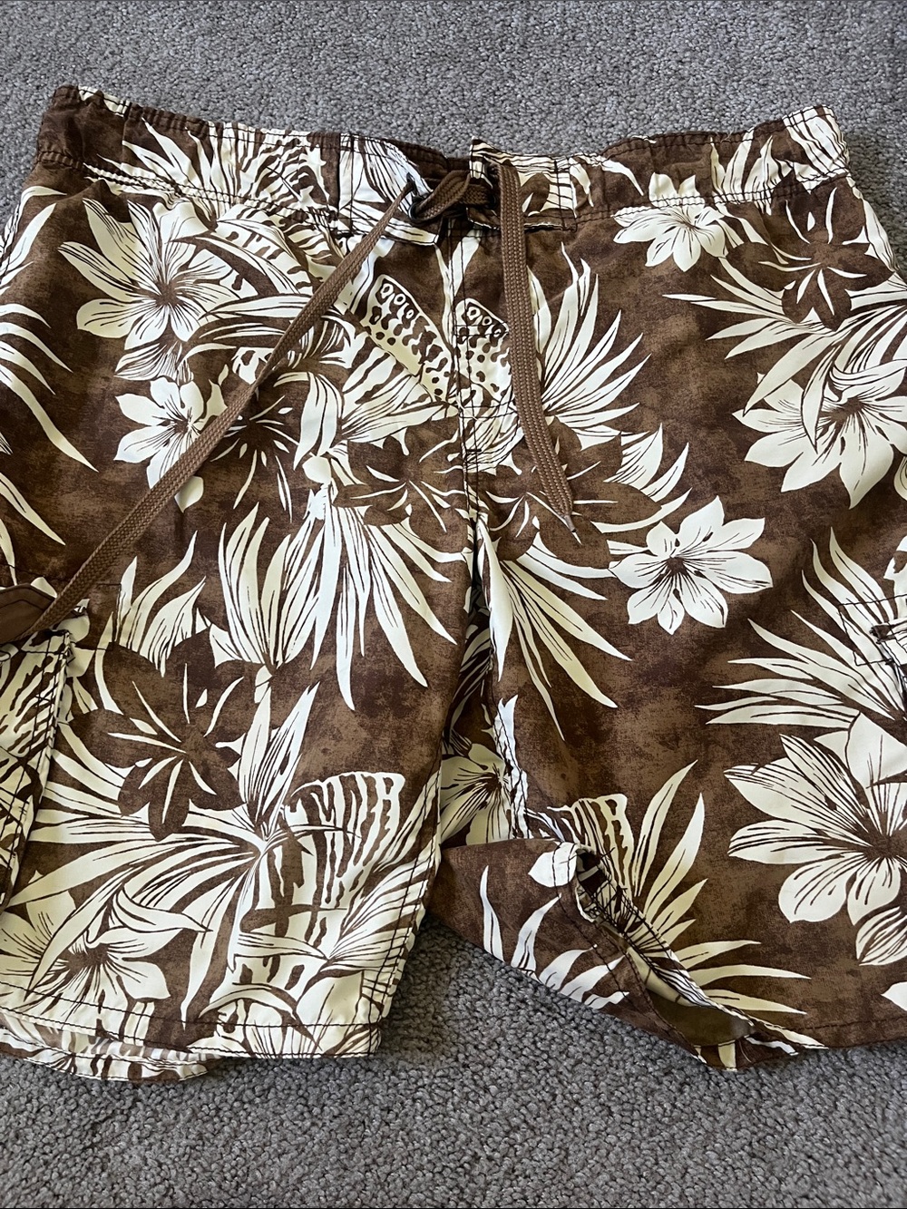 Arizona Brown & Cream Floral Swim Trunks